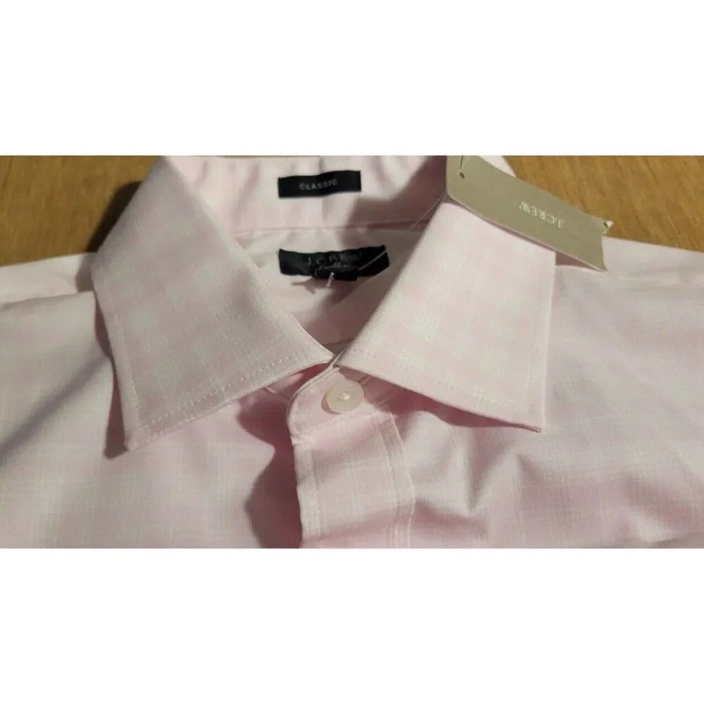 New! J.Crew Dress Shirt Size 15/33 Ludlow Pink Plaid Long Sleeve